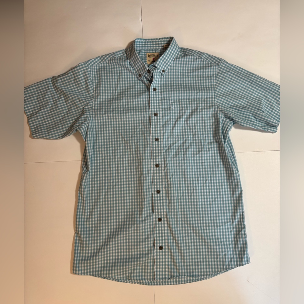 Red Head Men’s Button Up Short Sleeve Plaid Shirt LARGE TALL Blue/White